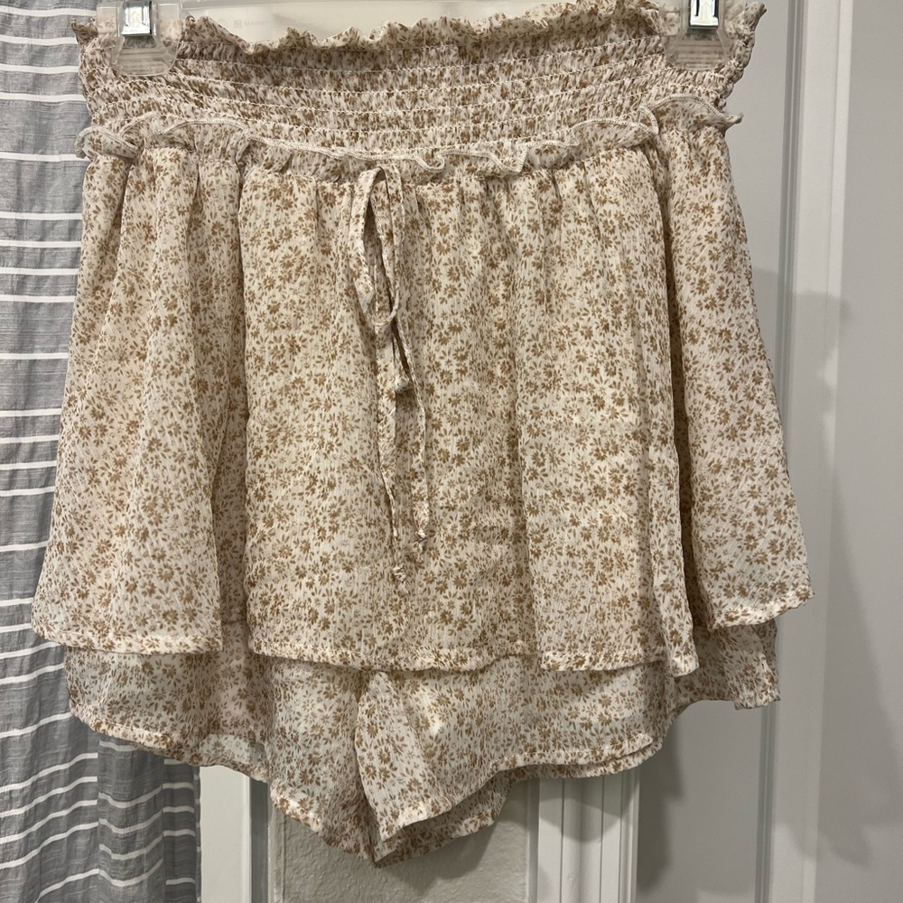 Altar'd State Floral Tan Shorts